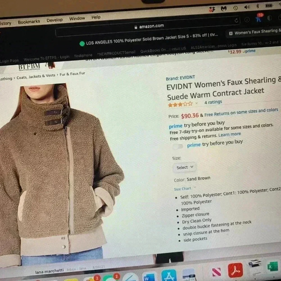 EVIDNT FAUX SHEARLING & SUEDE WARM JACKET SMALL - Picture 8 of 8